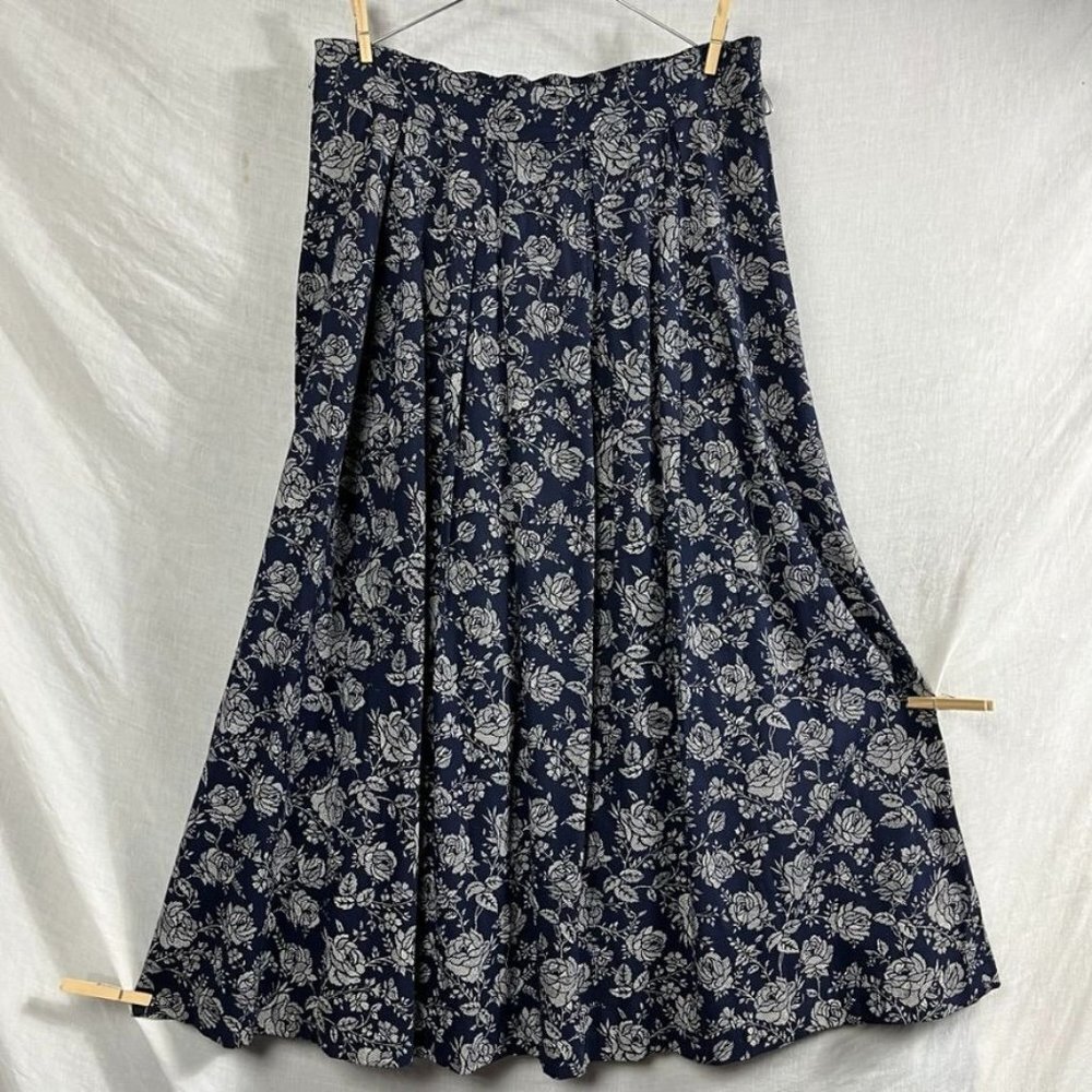 Vintage 90s Jaclyn T A-line Maxi Skirt All Over Floral Print Womens M Cottage